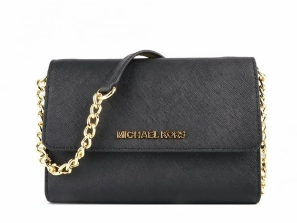 MICHAEL KORS Jet Set Black Saffiano Leather Crossbody